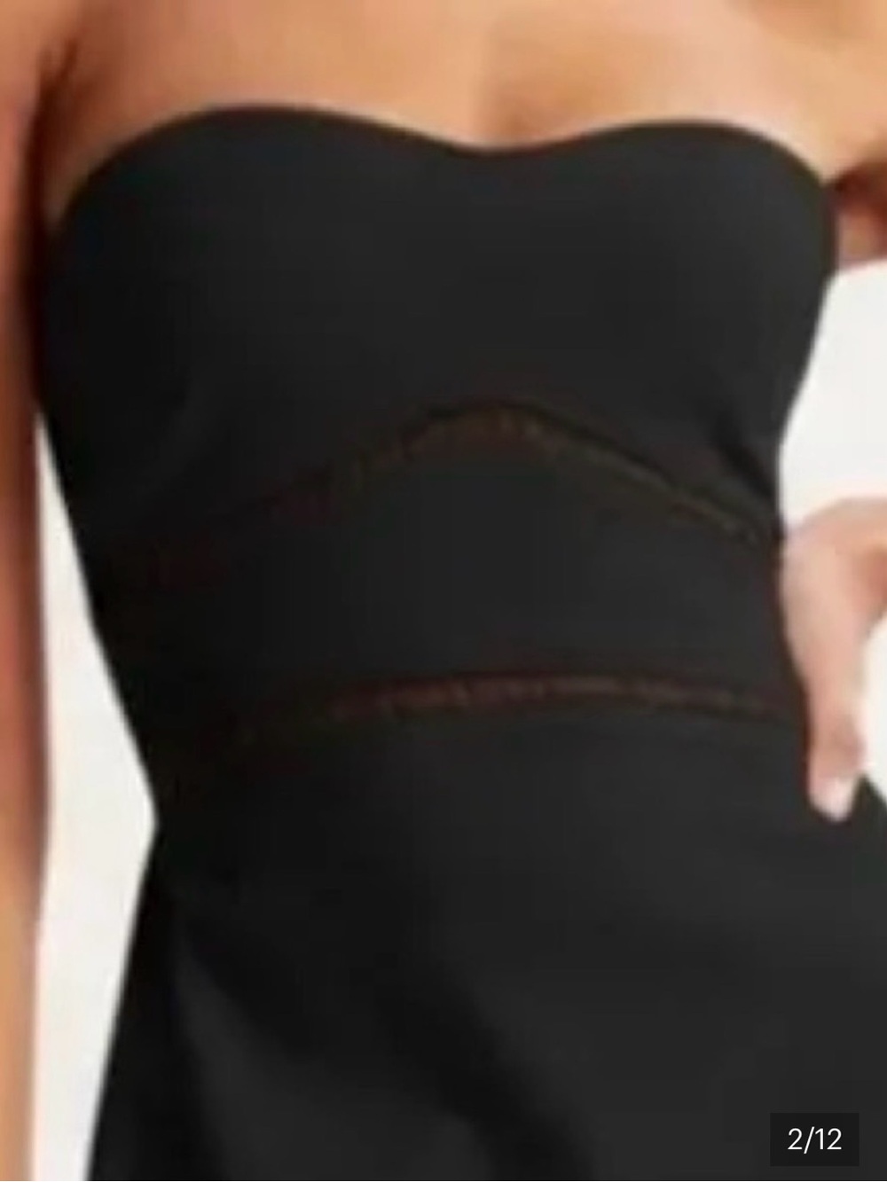 Abercrombie & Fitch Strapless Black Linen Midi Dress with Ladder Stitch - Picture 2 of 8